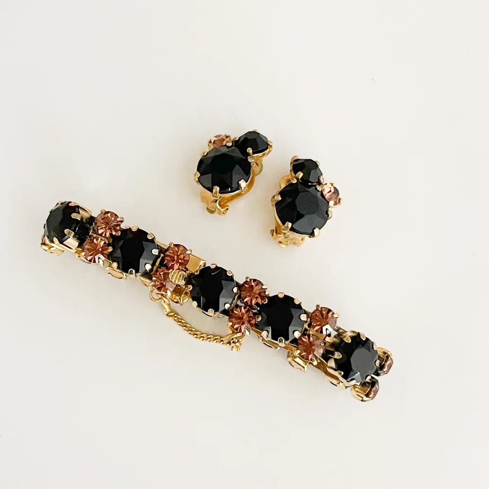 Schiaparelli Vintage 1950's Jewel Bracelet & Clip-On Earrings Set
